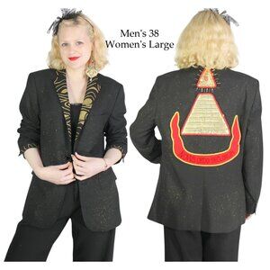 Desperately Seeking 80s Mens 38 Womens Large Black Glitter Susan Jacket